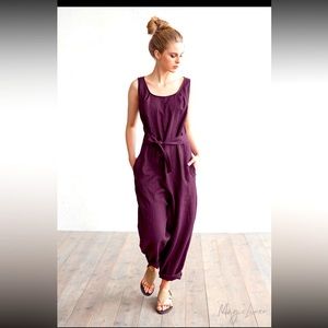 Boutique | Handmade | Magic Linen | red linen jumpsuit